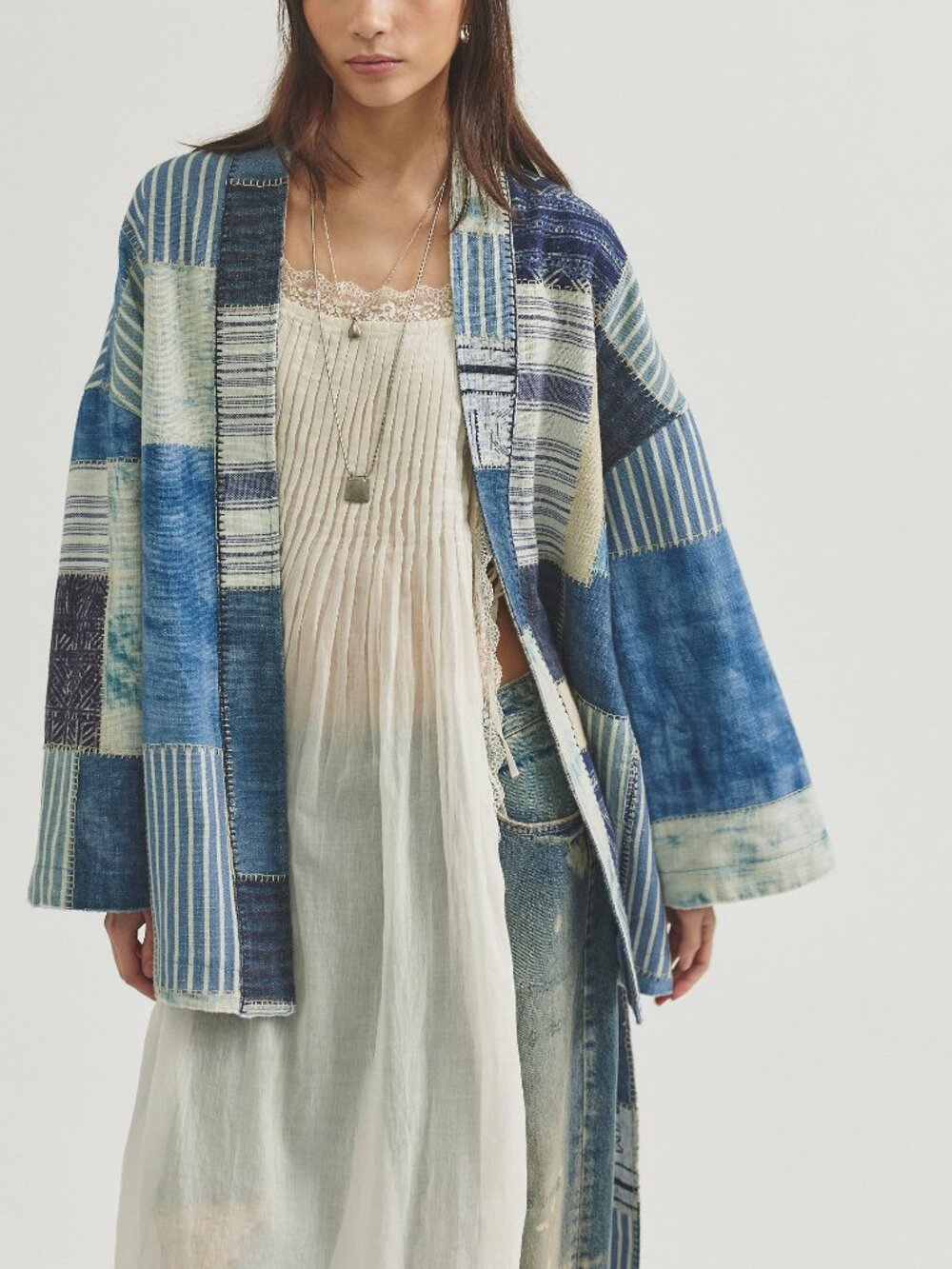 🆕 FREE PEOPLE We The Free Evie Kimono / Indigo Patchwork